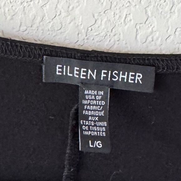 Eileen Fisher Black Stretchy Knit Tunic Top L Viscose Blend Scoop Neck Lagenlook - Picture 3 of 6